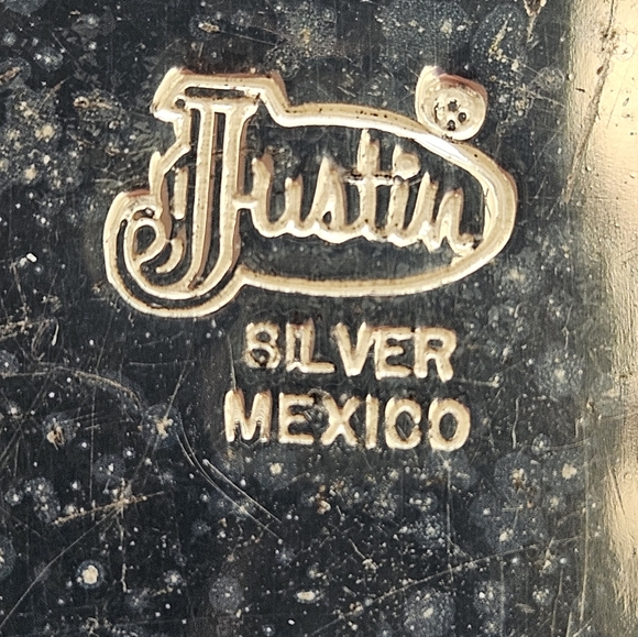 Massive Heavy Justin Mexico Silver Gold Western Belt Buckle - Picture 3 of 6